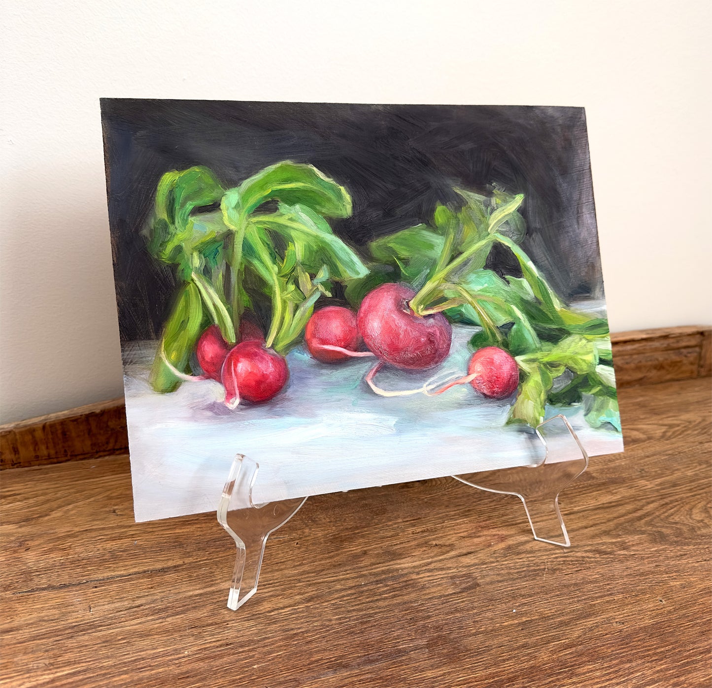 Radishes on stand